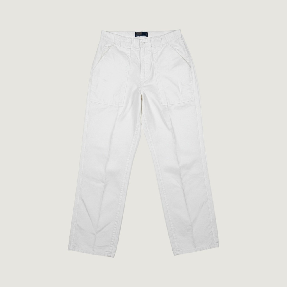 Polo Ralph Lauren White Linen Cotton Fatigue Pants Mens 30x30 Straight Leg